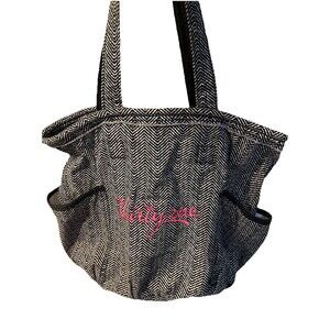 THIRTY- ONE  Herringbone Tweed White Black Tote Shoulder Bag makeup purse